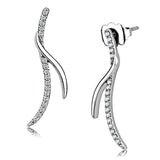 Alamode High polished (no plating) Stainless Steel Earrings with AAA Grade CZ in Clear - Alamode - Flyclothing LLC