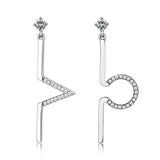 Alamode High polished (no plating) Stainless Steel Earrings with AAA Grade CZ in Clear - Alamode - Flyclothing LLC