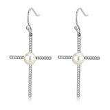 Alamode High polished (no plating) Stainless Steel Earrings with Synthetic Pearl in White - Alamode - Flyclothing LLC