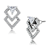 Alamode High polished (no plating) Stainless Steel Earrings with AAA Grade CZ in Clear - Alamode - Flyclothing LLC