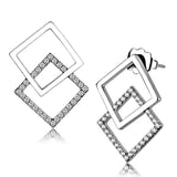 Alamode High polished (no plating) Stainless Steel Earrings with AAA Grade CZ in Clear - Alamode - Flyclothing LLC