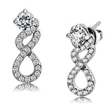 Alamode High polished (no plating) Stainless Steel Earrings with AAA Grade CZ in Clear - Alamode - Flyclothing LLC