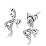 Alamode High polished (no plating) Stainless Steel Earrings with AAA Grade CZ in Clear - Alamode - Flyclothing LLC