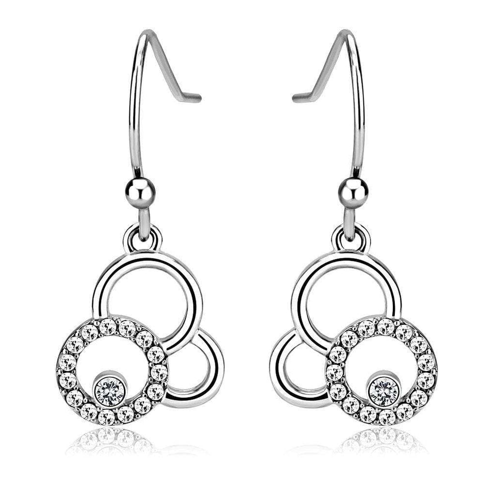 Alamode High polished (no plating) Stainless Steel Earrings with AAA Grade CZ in Clear - Alamode - Flyclothing LLC