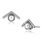 Alamode High polished (no plating) Stainless Steel Earrings with Synthetic Pearl in White - Alamode - Flyclothing LLC