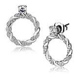 Alamode High polished (no plating) Stainless Steel Earrings with AAA Grade CZ in Clear - Alamode - Flyclothing LLC