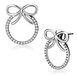 Alamode High polished (no plating) Stainless Steel Earrings with AAA Grade CZ in Clear - Alamode - Flyclothing LLC