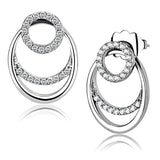 Alamode High polished (no plating) Stainless Steel Earrings with AAA Grade CZ in Clear - Alamode - Flyclothing LLC