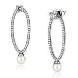 Alamode High polished (no plating) Stainless Steel Earrings with Synthetic Pearl in White - Alamode - Flyclothing LLC