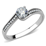 Alamode High polished (no plating) Stainless Steel Ring with AAA Grade CZ in Clear - Alamode - Flyclothing LLC