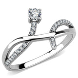Alamode High polished (no plating) Stainless Steel Ring with AAA Grade CZ in Clear - Alamode - Flyclothing LLC
