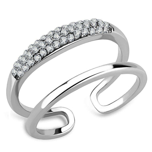 Alamode High polished (no plating) Stainless Steel Ring with AAA Grade CZ in Clear - Alamode - Flyclothing LLC