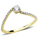 Alamode IP Gold(Ion Plating) Stainless Steel Ring with AAA Grade CZ in Clear - Alamode - Flyclothing LLC