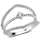 Alamode High polished (no plating) Stainless Steel Ring with AAA Grade CZ in Clear - Alamode - Flyclothing LLC