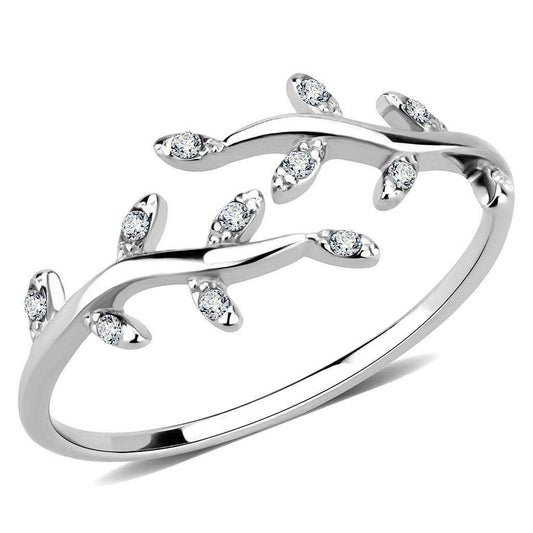 Alamode High polished (no plating) Stainless Steel Ring with AAA Grade CZ in Clear - Alamode - Flyclothing LLC