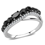 Alamode High polished (no plating) Stainless Steel Ring with AAA Grade CZ in Black Diamond - Alamode - Flyclothing LLC