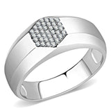 Alamode High polished (no plating) Stainless Steel Ring with AAA Grade CZ in Clear - Alamode - Flyclothing LLC