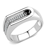 Alamode High polished (no plating) Stainless Steel Ring with AAA Grade CZ in Black Diamond - Alamode - Flyclothing LLC