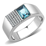Alamode High polished (no plating) Stainless Steel Ring with Synthetic in Sea Blue - Alamode - Flyclothing LLC