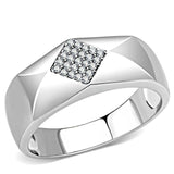 Alamode High polished (no plating) Stainless Steel Ring with AAA Grade CZ in Clear - Alamode - Flyclothing LLC