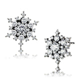 Alamode High polished (no plating) Stainless Steel Earrings with AAA Grade CZ in Clear - Alamode - Flyclothing LLC