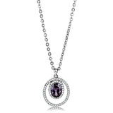 Alamode High polished (no plating) Stainless Steel Chain Pendant with AAA Grade CZ in Amethyst - Alamode - Flyclothing LLC