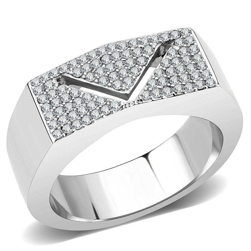 Alamode No Plating Stainless Steel Ring with AAA Grade CZ in Clear - Alamode - Flyclothing LLC