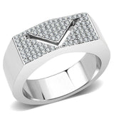 Alamode No Plating Stainless Steel Ring with AAA Grade CZ in Clear - Alamode - Flyclothing LLC