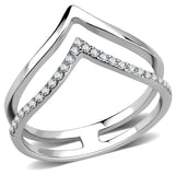 Alamode No Plating Stainless Steel Ring with AAA Grade CZ in Clear - Alamode - Flyclothing LLC