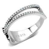 Alamode No Plating Stainless Steel Ring with AAA Grade CZ in Clear - Alamode - Flyclothing LLC