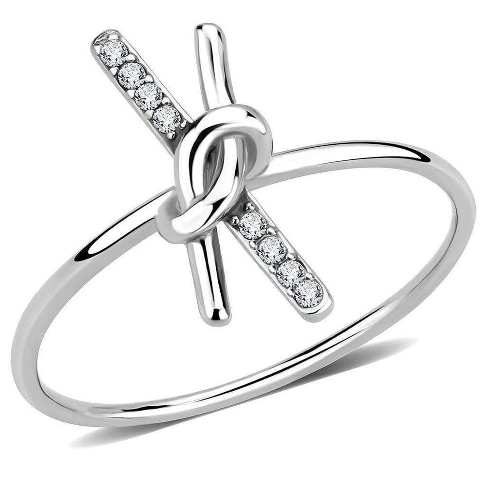 Alamode No Plating Stainless Steel Ring with AAA Grade CZ in Clear - Alamode - Flyclothing LLC