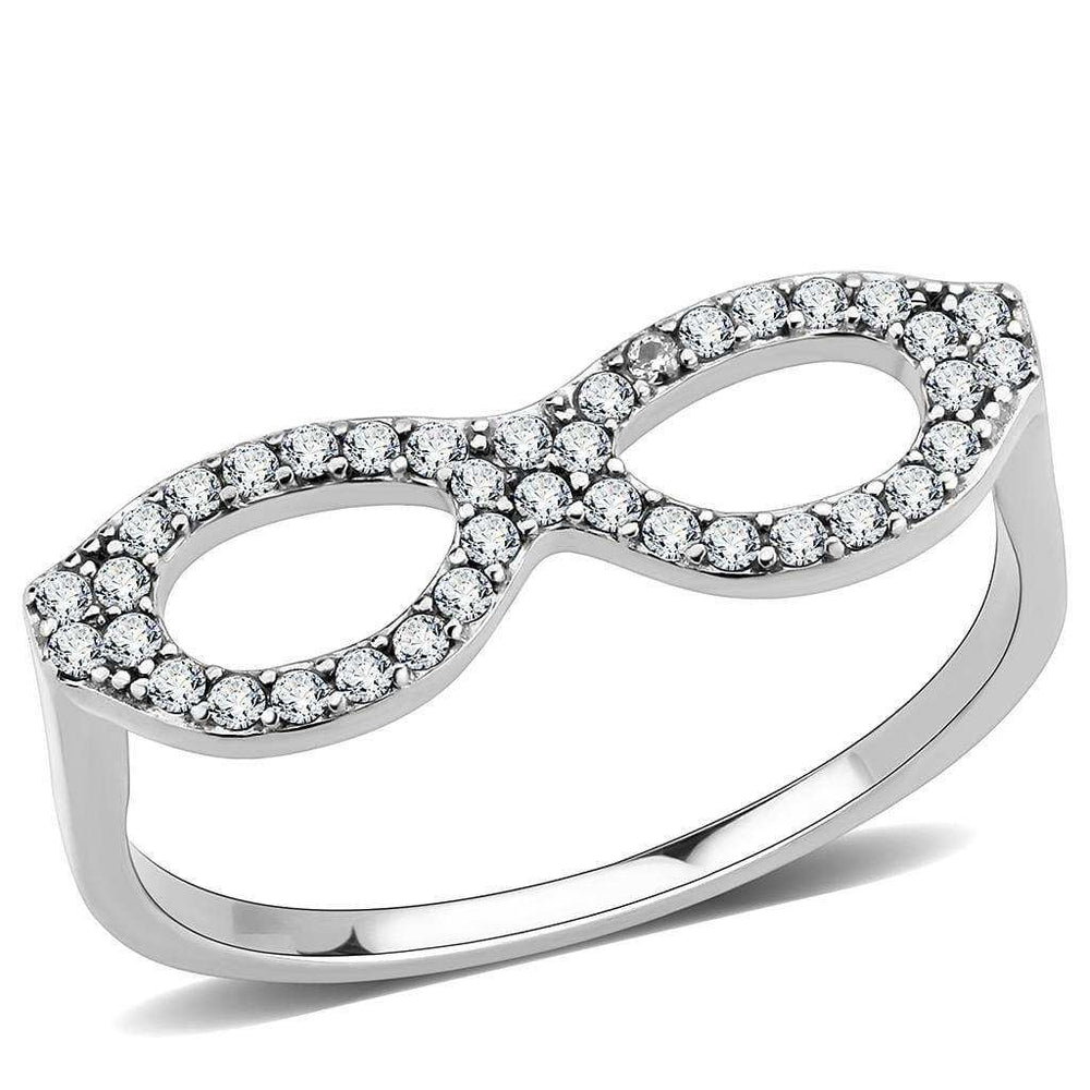 Alamode No Plating Stainless Steel Ring with AAA Grade CZ in Clear - Alamode - Flyclothing LLC