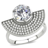 Alamode No Plating Stainless Steel Ring with AAA Grade CZ in Clear - Alamode - Flyclothing LLC
