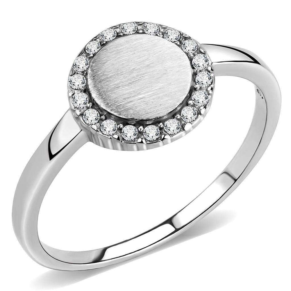 Alamode No Plating Stainless Steel Ring with AAA Grade CZ in Clear - Alamode - Flyclothing LLC