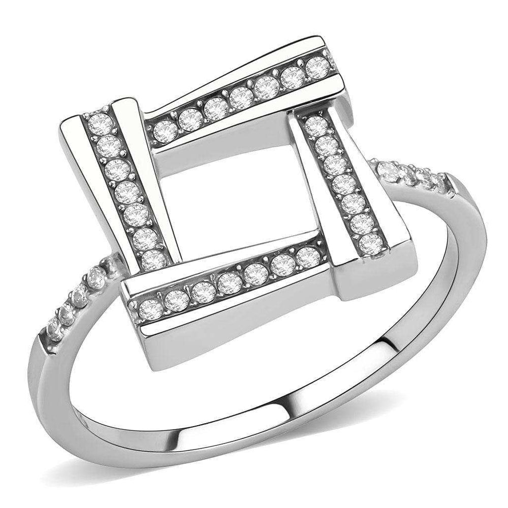 Alamode No Plating Stainless Steel Ring with AAA Grade CZ in Clear - Alamode - Flyclothing LLC