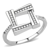 Alamode No Plating Stainless Steel Ring with AAA Grade CZ in Clear - Alamode - Flyclothing LLC