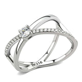 Alamode High polished (no plating) Stainless Steel Ring with AAA Grade CZ in Clear - Alamode - Flyclothing LLC