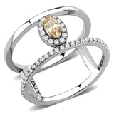 Alamode High polished (no plating) Stainless Steel Ring with AAA Grade CZ in Champagne - Alamode - Flyclothing LLC