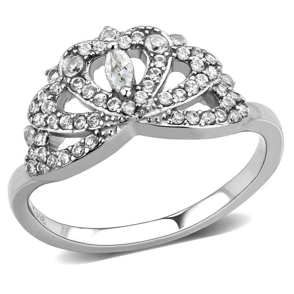 Alamode High polished (no plating) Stainless Steel Ring with AAA Grade CZ in Clear - Alamode - Flyclothing LLC