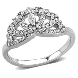 Alamode High polished (no plating) Stainless Steel Ring with AAA Grade CZ in Clear - Alamode - Flyclothing LLC