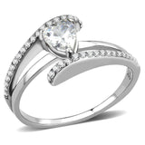Alamode High polished (no plating) Stainless Steel Ring with AAA Grade CZ in Clear - Alamode - Flyclothing LLC