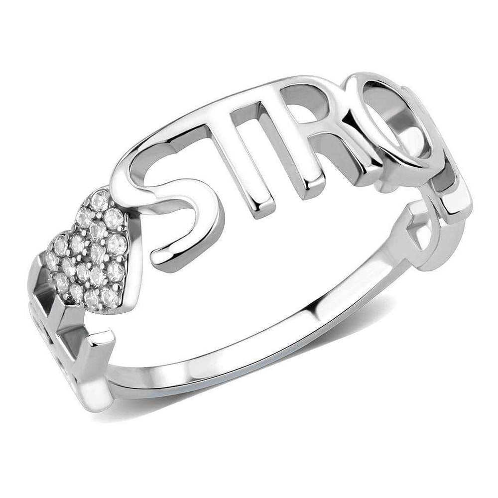 Alamode High polished (no plating) Stainless Steel Ring with AAA Grade CZ in Clear - Alamode - Flyclothing LLC