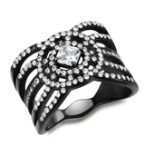 Alamode IP Black(Ion Plating) Stainless Steel Ring with AAA Grade CZ in Clear - Alamode - Flyclothing LLC