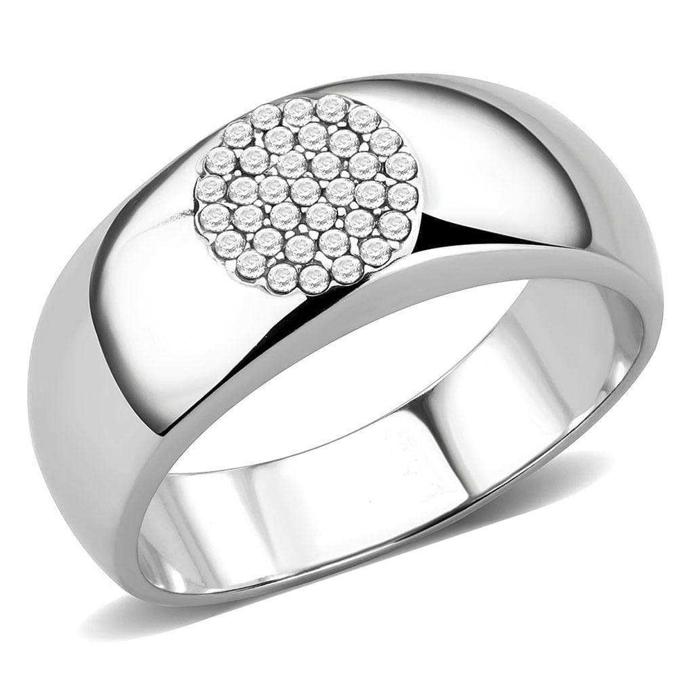 Alamode High polished (no plating) Stainless Steel Ring with AAA Grade CZ in Clear - Alamode - Flyclothing LLC