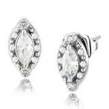 Alamode High polished (no plating) Stainless Steel Earrings with AAA Grade CZ in Clear - Alamode - Flyclothing LLC
