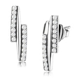 Alamode High polished (no plating) Stainless Steel Earrings with AAA Grade CZ in Clear - Alamode - Flyclothing LLC