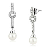 Alamode High polished (no plating) Stainless Steel Earrings with Synthetic Pearl in White - Alamode - Flyclothing LLC