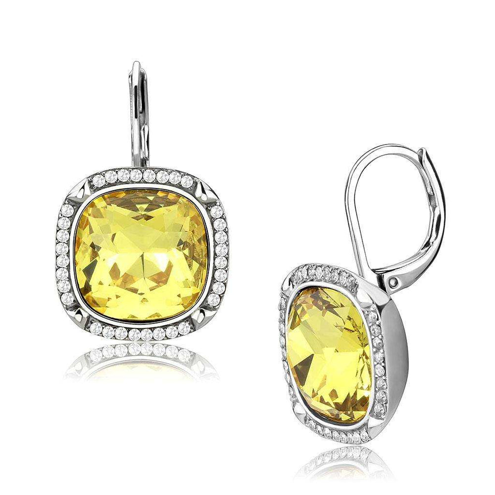 Alamode High polished (no plating) Stainless Steel Earrings with Top Grade Crystal in Topaz - Alamode - Flyclothing LLC