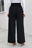 High Waist Ruched Pocketed Wide Leg Pants - Trendsi - Flyclothing LLC
