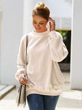Mock Neck Dropped Shoulder Sweatshirt - Trendsi - Flyclothing LLC